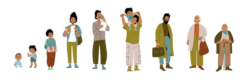 People of all ages representing life stages